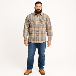 SEARS FIELD MASTER Vintage Men's Quilted Plaid Flannel Shirt Size XL Tall